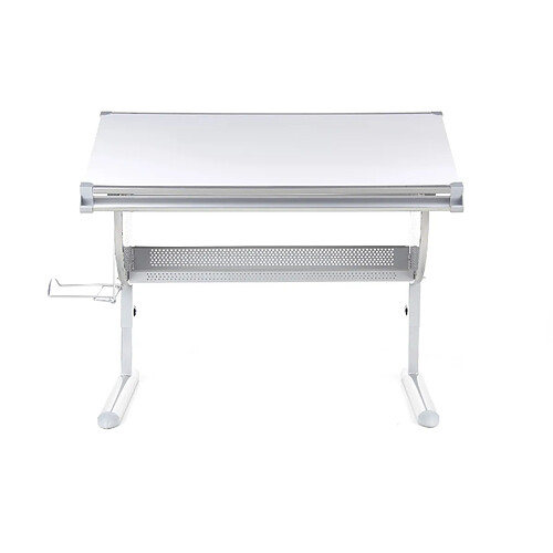 Bureau enfant NENOS, réglable en hauteur et inclinable, blanc/argent hjh OFFICE