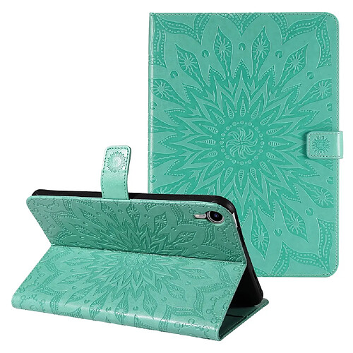 Etui en PU motif tournesol, fermoir magnétique vert pour votre iPad mini (2021)