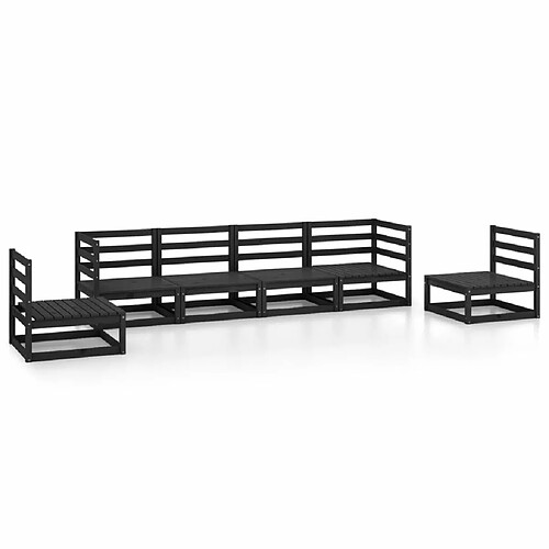 Maison Chic Salon de jardin 6 pcs - Table et chaises d'extérieur - Mobilier/Meubles de jardin Moderne noir bois de pin massif -MN11216