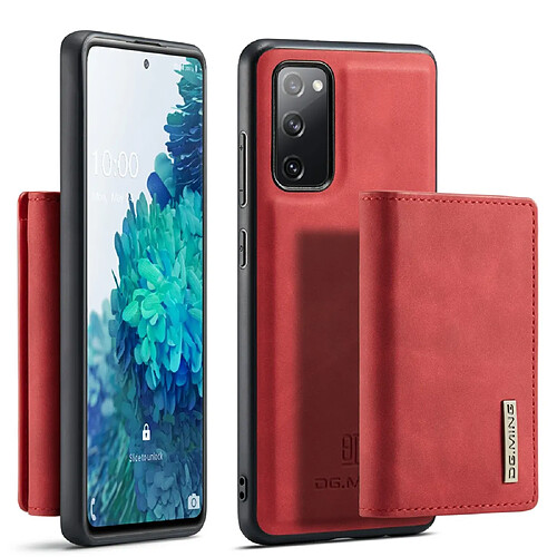 Dg.Ming Coque en TPU + PU magnétique avec béquille à trois volets rouge pour votre Samsung Galaxy S20 FE/S20 Fan Edition/S20 FE 5G/S20 Fan Edition 5G