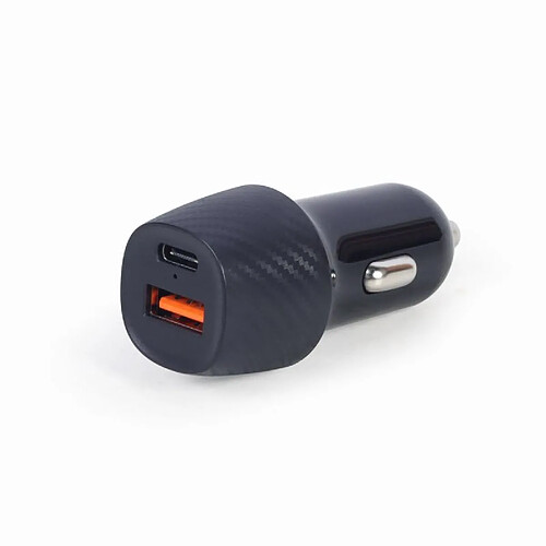 Gembird TA-U2QC3-CAR-02 Chargeur rapide de voiture USB 2 ports, Type-C PD, 18 W, noir