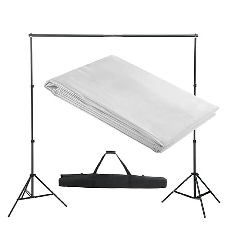 vidaXL Système de support de toile de fond 300 x 300 cm Blanc