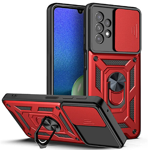 Coque en TPU anti-empreintes digitales avec béquille à anneau rotatif rouge pour votre Samsung Galaxy A13 4G