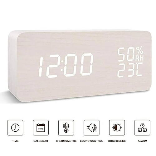 Réveil Horloge LED Cool Motif populaire Night Light Color Clock - blanc