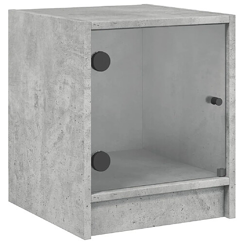 Maison Chic Table de chevet | Table de nuit avec porte en verre gris béton 35x37x42 cm -GKD25999