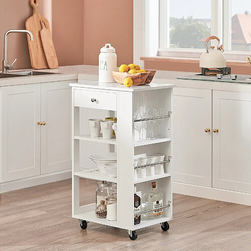 SoBuy FKW12-II-W Chariot de Service Desserte de Cuisine à roulettes