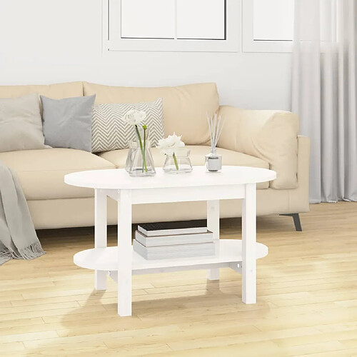 vidaXL Table basse Blanc 80x45x45 cm Bois massif de pin