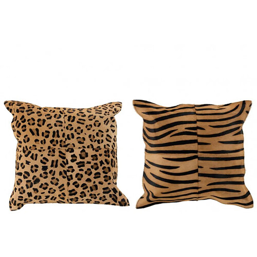 Dansmamaison Coussin Imprimés Animaux Cuir - Assortiment de 2