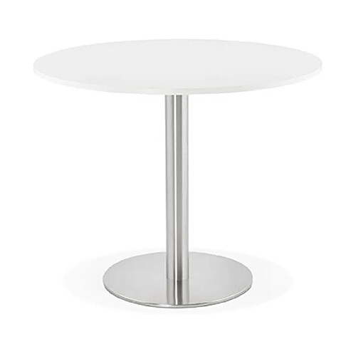 Mes Table à manger ronde 90 cm en bois blanc et pied en acier - BAHIA