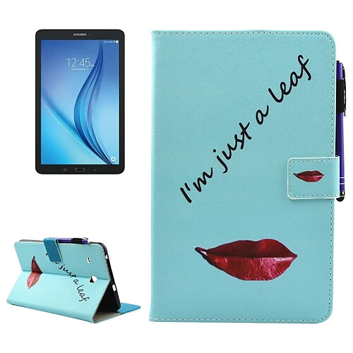 Wewoo Housse Étui pour Samsung Galaxy Tab E 8.0 / T377 Lèvres et Feuilles Motif Horizontal Flip en cuir avec Support & Portefeuille & Slots de cartes Sleep / Wake-up Fonction & Pen Slot