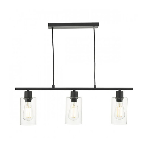 Luminaire Center Suspension Miu Noir mat,verre 3 ampoules 22cm