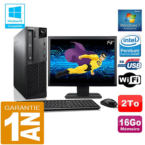 PC Lenovo M92p SFF Intel G630 Ram 16Go Disque 2 To Wifi W7 Ecran 19" · Occasion