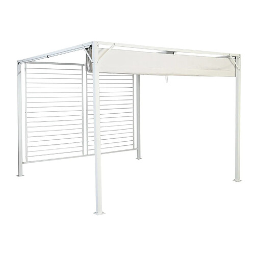 Pegane Pergola de jardin en acier et polyester coloris blanc - longueur 300 x largeur 300 x hauteur 230 cm