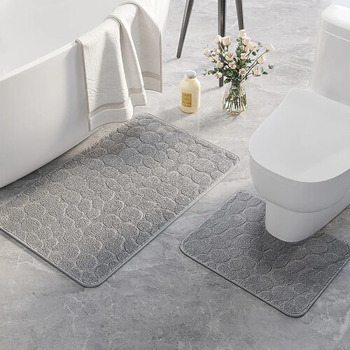 LUUCOZK Tapis de bain antidérapants, absorbants, à séchage rapide, décoration de salle de bain, gris clair-40X60cm