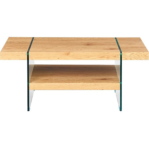 Mes Table basse 110x60x45,5 cm avec décor chêne et verre