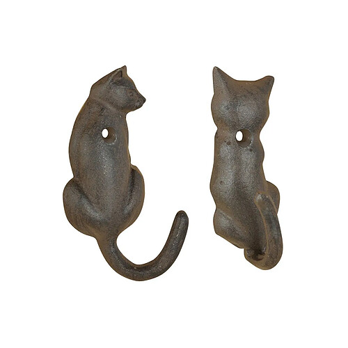 Esschert Design Patère queue d'animal en fonte (Lot de 2) Chat