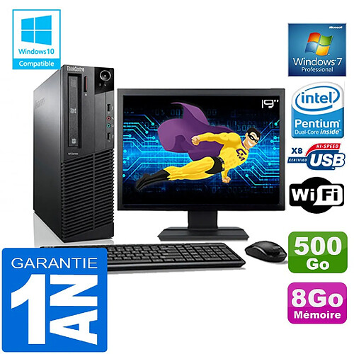 PC Lenovo M92p SFF Intel G630 Ram 8Go Disque 500 Go Wifi W7 Ecran 19" · Occasion