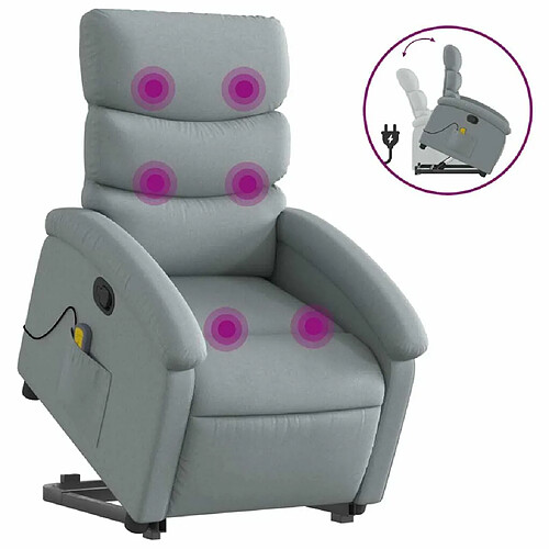 Maison Chic Fauteuil Relax pour salon, Fauteuil de massage inclinable Gris clair Tissu -GKD92349