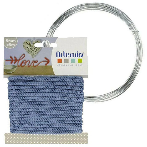 Artemio Fil à tricotin bleu 5 mm x 5 m + fil d'aluminium