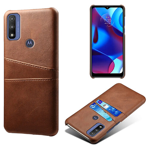 Coque en TPU + PU avec porte-cartes marron pour votre Motorola G Pure