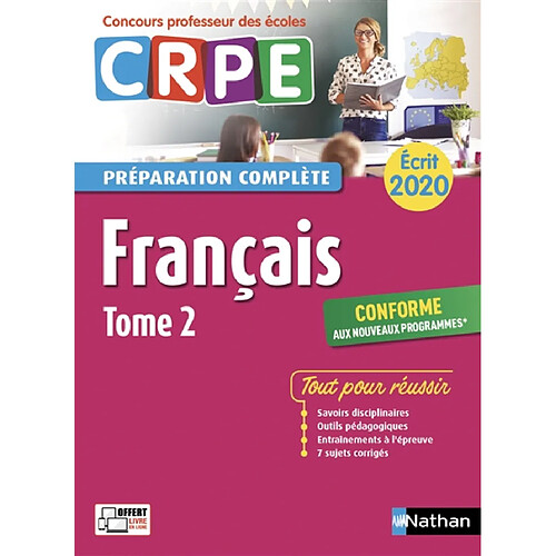 Français : CRPE, préparation complète, écrit 2020 : conforme aux nouveaux programmes. Vol. 2 · Occasion