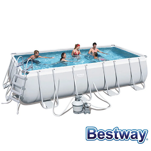 Bestway Piscine tubulaire rectangle power steel 4.88 x 2.44 x h.1.22 m - filtre à sable