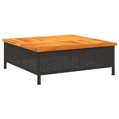 Maison Chic Table de jardin | Table d'extérieur noir 70x70x25 cm résine tressée et bois acacia -GKD63388