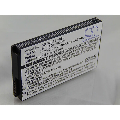 vhbw Batterie Li-Ion 2600mAh (3.7V) pour PDA, portable, terminal Widefly BT-350, BT350, DT-350, DT350 comme 10-B106-100201.