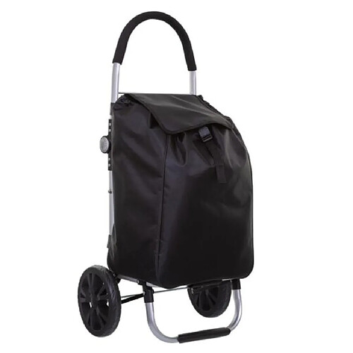 Pegane Chariot de course pliable à 2 roulettes avec sac coloris noir - Longueur 44,5 x Profondeur 37 x Hauteur 98 cm