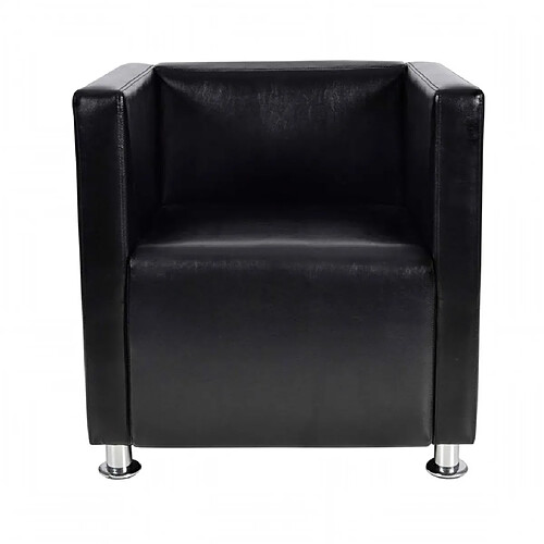 Helloshop26 Fauteuil chaise siège lounge design club sofa salon de cube cuir synthétique noir 1102022/3