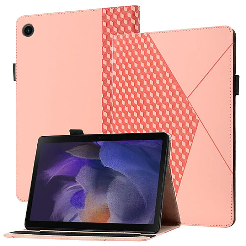 Etui en PU motif de losanges avec porte-cartes et élastique or rose pour votre Samsung Galaxy Tab A8 10.5 (2021)