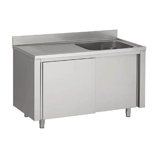 Plonge Inox 1 Bac à Droite Portes Coulissantes - Gamme 700 - Combisteel