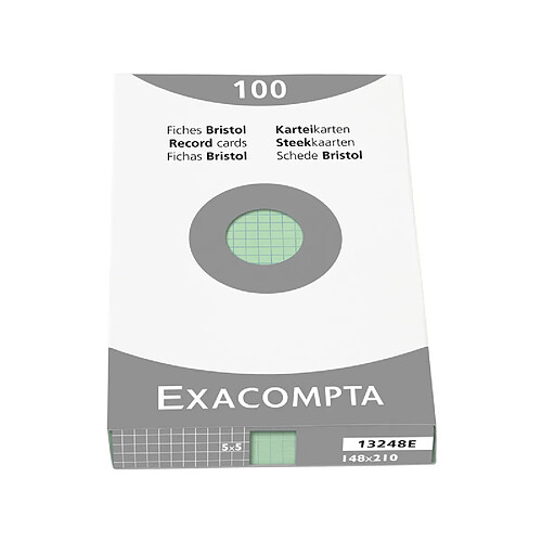 EXACOMPTA Fiches bristol, A5, quadrillé, vert ()