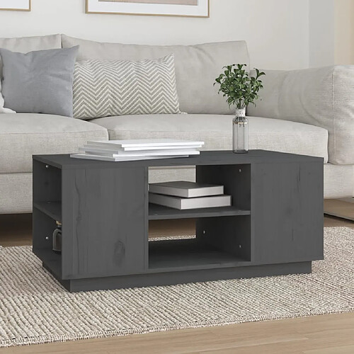 vidaXL Table basse Gris 90x49x40,5 cm Bois massif de pin