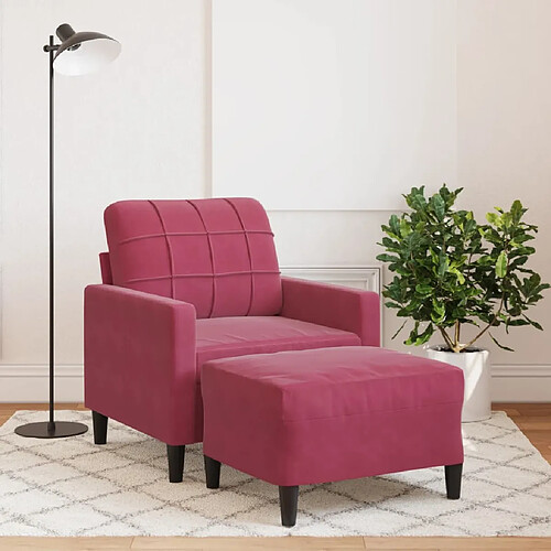 vidaXL Fauteuil avec repose-pied Rouge bordeaux 60 cm Velours