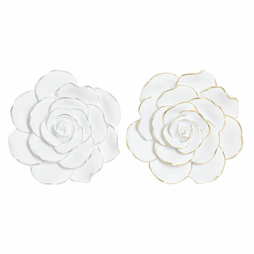 Décoration murale DKD Home Decor Doré Argent Blanc Résine (2 pcs) (21 x 7 x 21 cm)