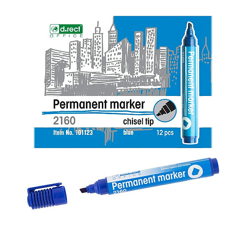 D.RECT 2160 CT Lot de 12 marqueurs permanents Bleu Largeur de trait : 1-5 mm