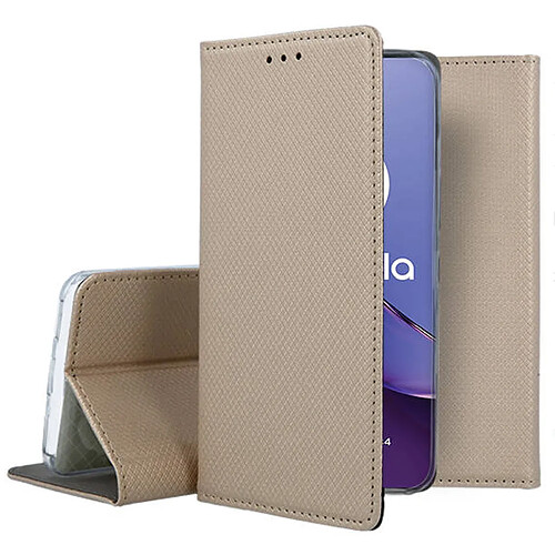 Htdmobiles Housse pour Motorola Moto G84 5G - etui coque pochette portefeuille + verre trempe - OR MAGNET