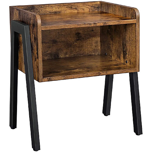 Helloshop26 Table de chevet table d'appoint table de nuit 42 x 35 x 52 cm empilable table basse avec compartiment de rangement ouvert rétro pieds en métal vintage 12_0001039