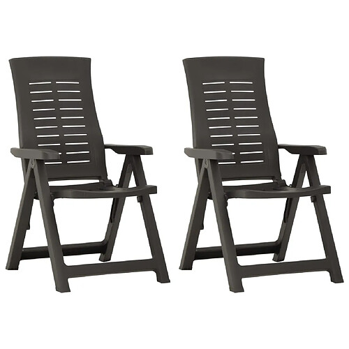 vidaXL Chaises inclinables de jardin lot de 2 Plastique Anthracite