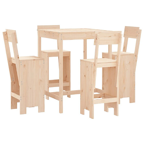 Maison Chic Table de bar et chaises d'extérieur 5 pcs,Ensemble de bar de jardin pour relax bois de pin massif -GKD860333