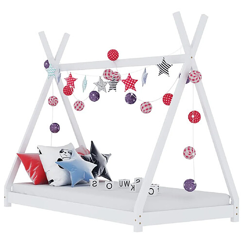 vidaXL Cadre de lit d'enfant Blanc Bois de pin massif 70x140 cm