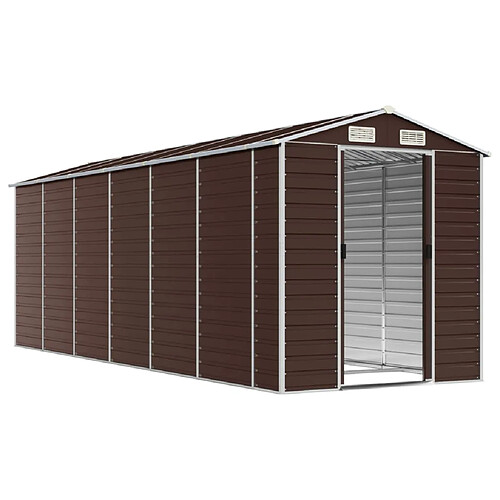 Helloshop26 Abri de jardin cabane cabanon maison de stockage remise extérieur hangar outils robuste 191 x 555 x 198 cm acier galvanisé marron 02_0022273