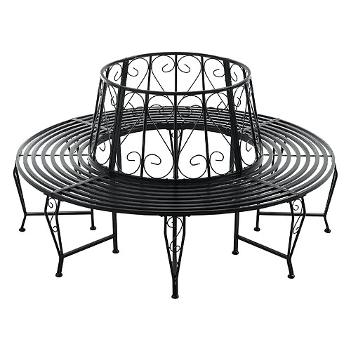 Banc de Jardin Sorrent Rond pour Arbre 160 x 84 cm Acier Noir [en.casa]