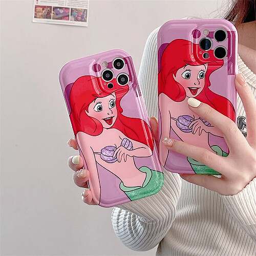 GUPBOO Étui pour iPhone11ProMax Silicone de bande dessinée de cas de téléphone portable de fille de sirène rousse