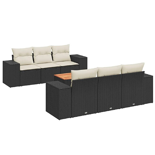 Maison Chic Ensemble Tables et chaises d'extérieur 7pcs avec coussins,Salon de jardin noir résine tressée -GKD442202