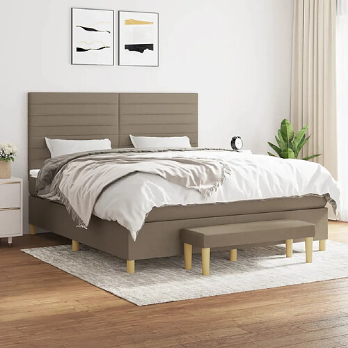 vidaXL Sommier à lattes de lit avec matelas Taupe 160x200 cm Tissu