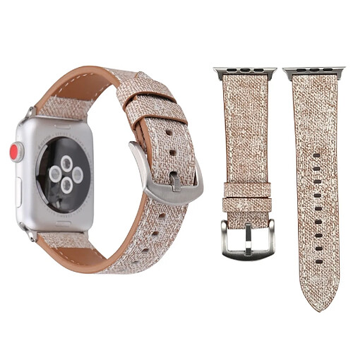 Wewoo Bracelet gris pour Apple Watch Series 3 & 2 & 1 38mm Simple Mode Véritable Cuir Cowboy Clair