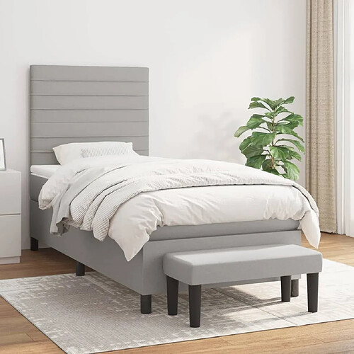 Maison Chic Lit Adulte - Lit simple Lit à sommier tapissier avec matelas moelleux - Meuble de Chambre - Gris clair 80x200 cm Tissu -MN82946