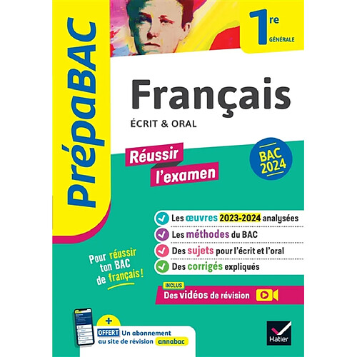 Français écrit & oral 1re générale : bac 2024 · Occasion